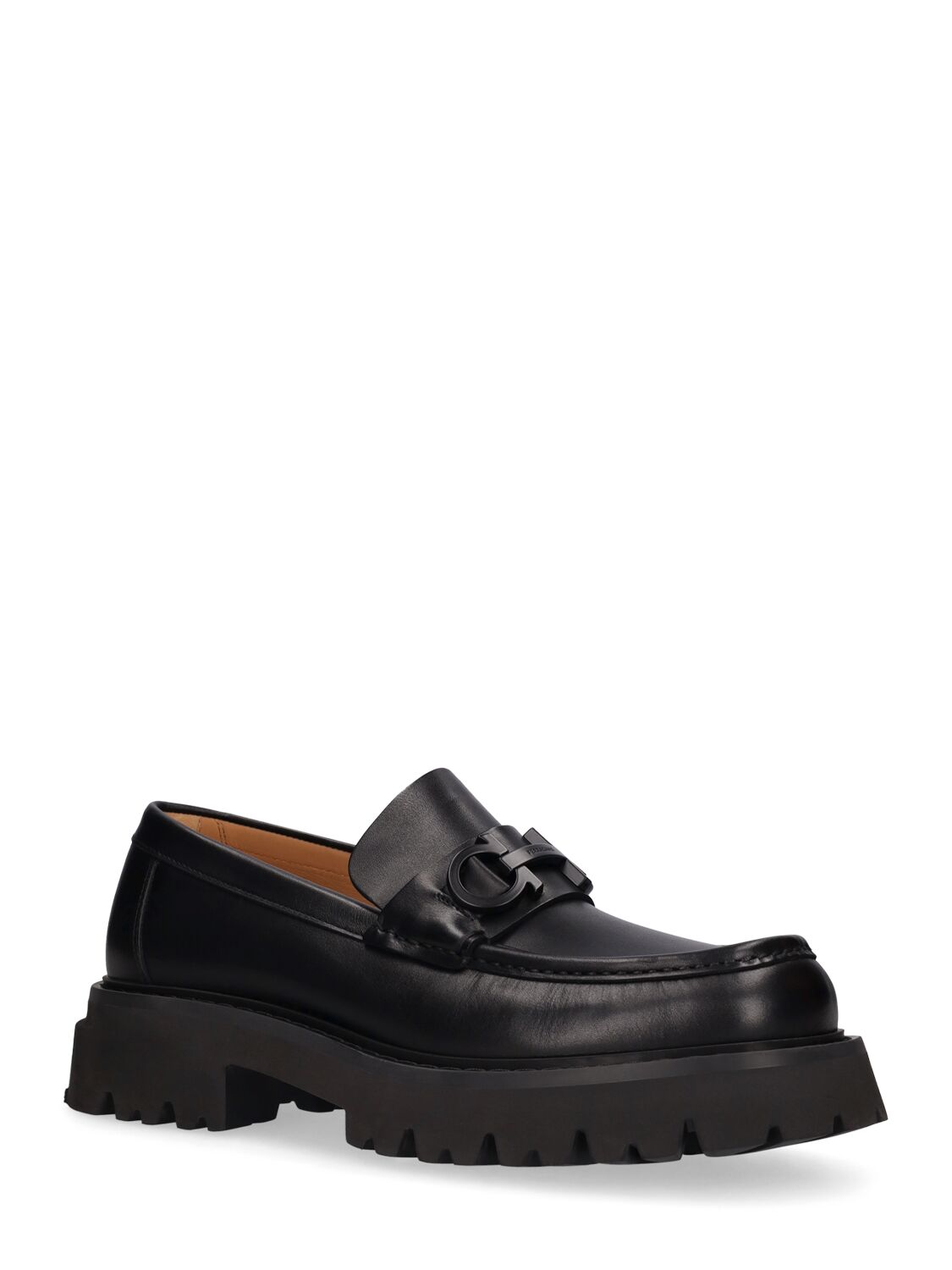 Shop Ferragamo Florian Leather Loafers In Black