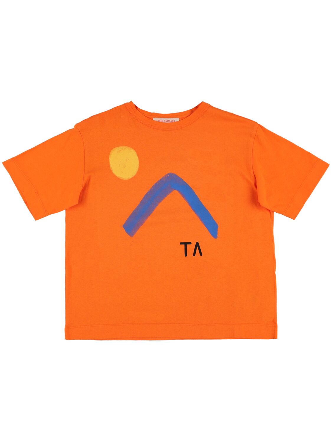 The Animals Observatory Kids' Printed Organic Cotton T-shirt In Orange