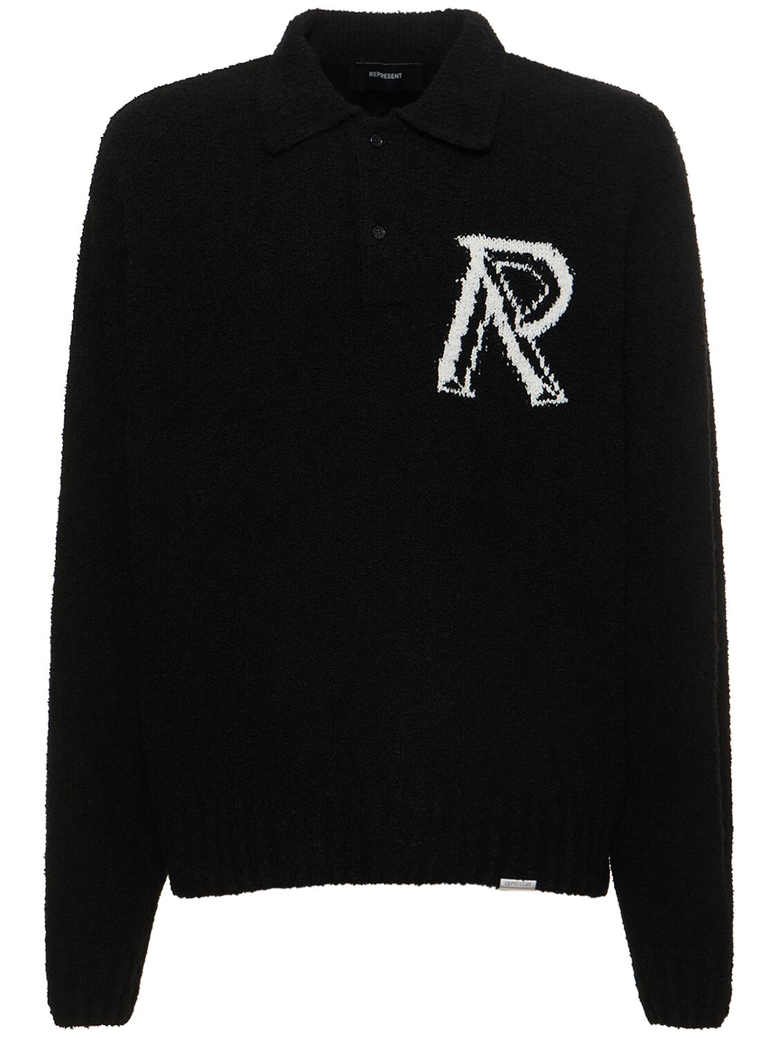 Embroidered Logo Bouclé Polo Sweater