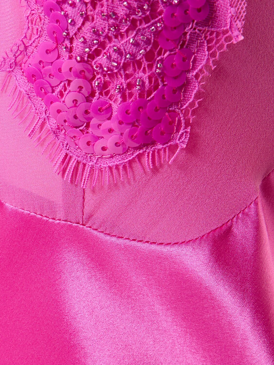 Shop Fleur Du Mal Embellished Silk Dress W/cutout In Fuchsia