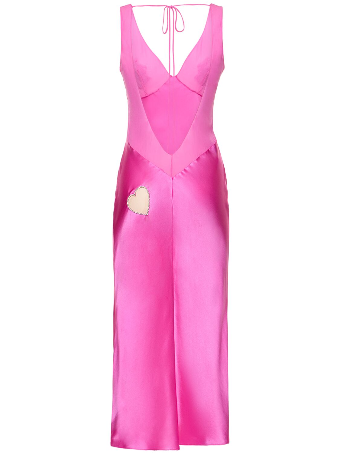 Shop Fleur Du Mal Embellished Silk Dress W/cutout In Fuchsia