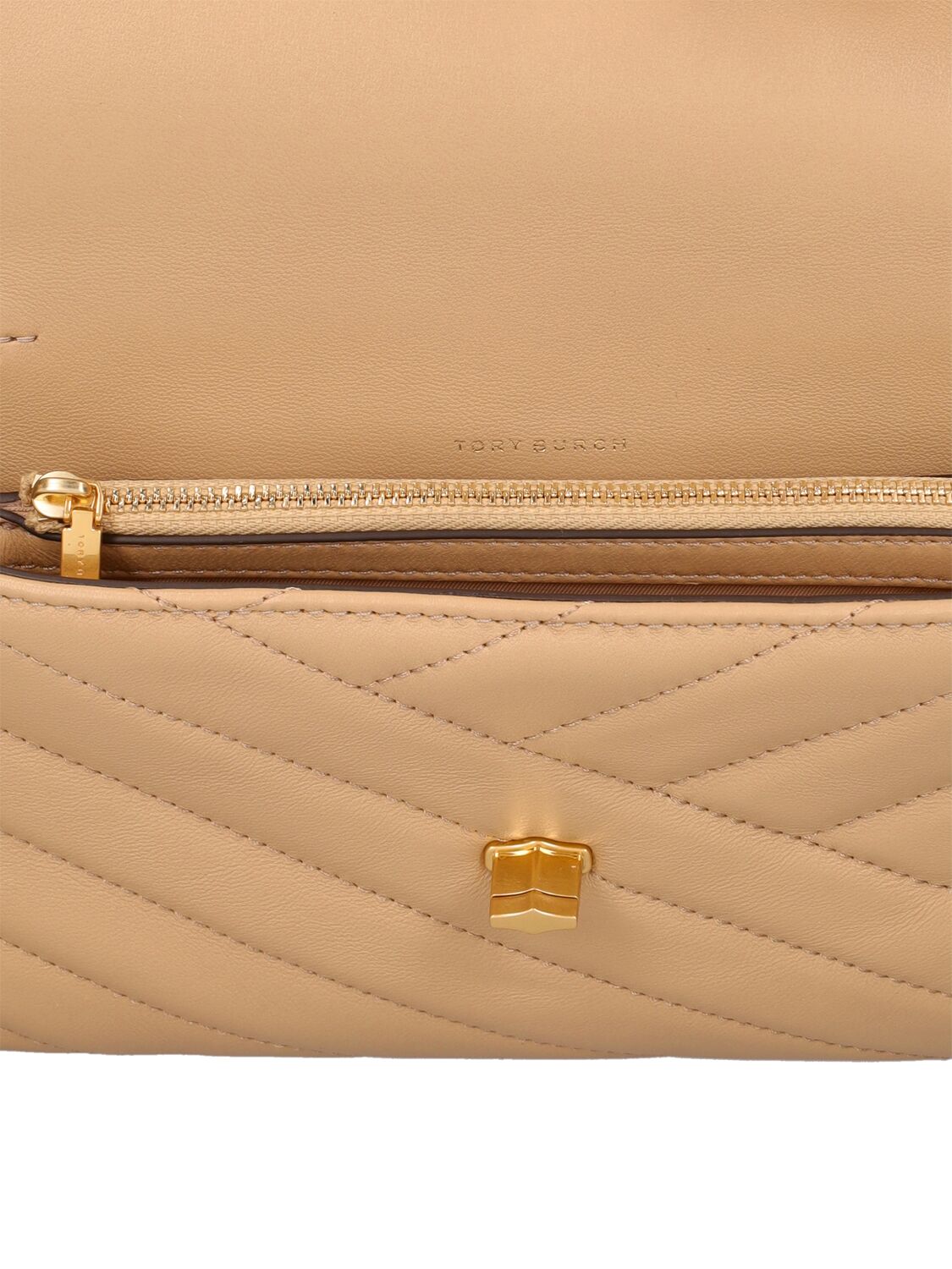 Shop Tory Burch Kira Chevron Leather Shoulder Bag In Desert Dune