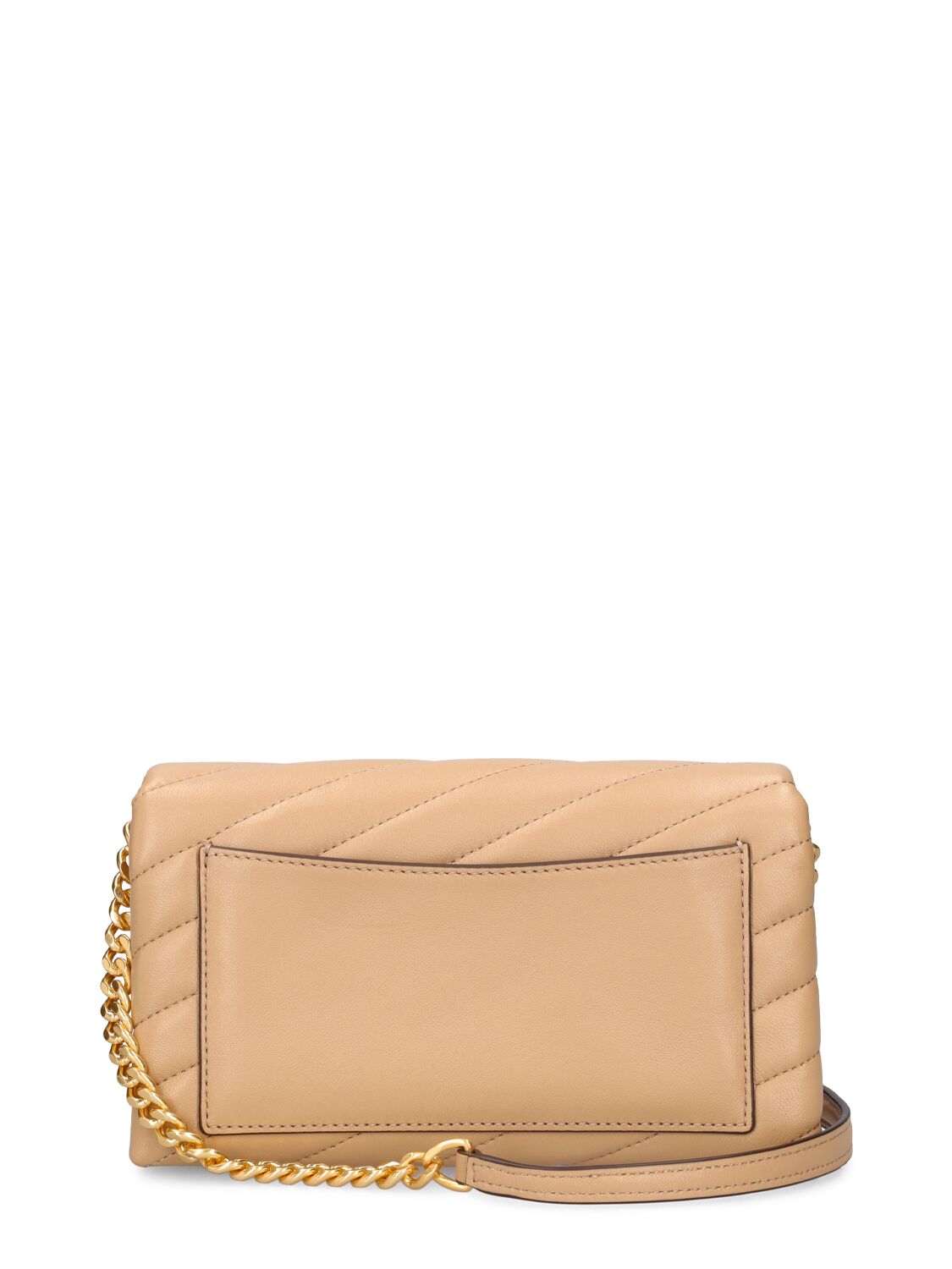 Shop Tory Burch Kira Chevron Leather Shoulder Bag In Desert Dune