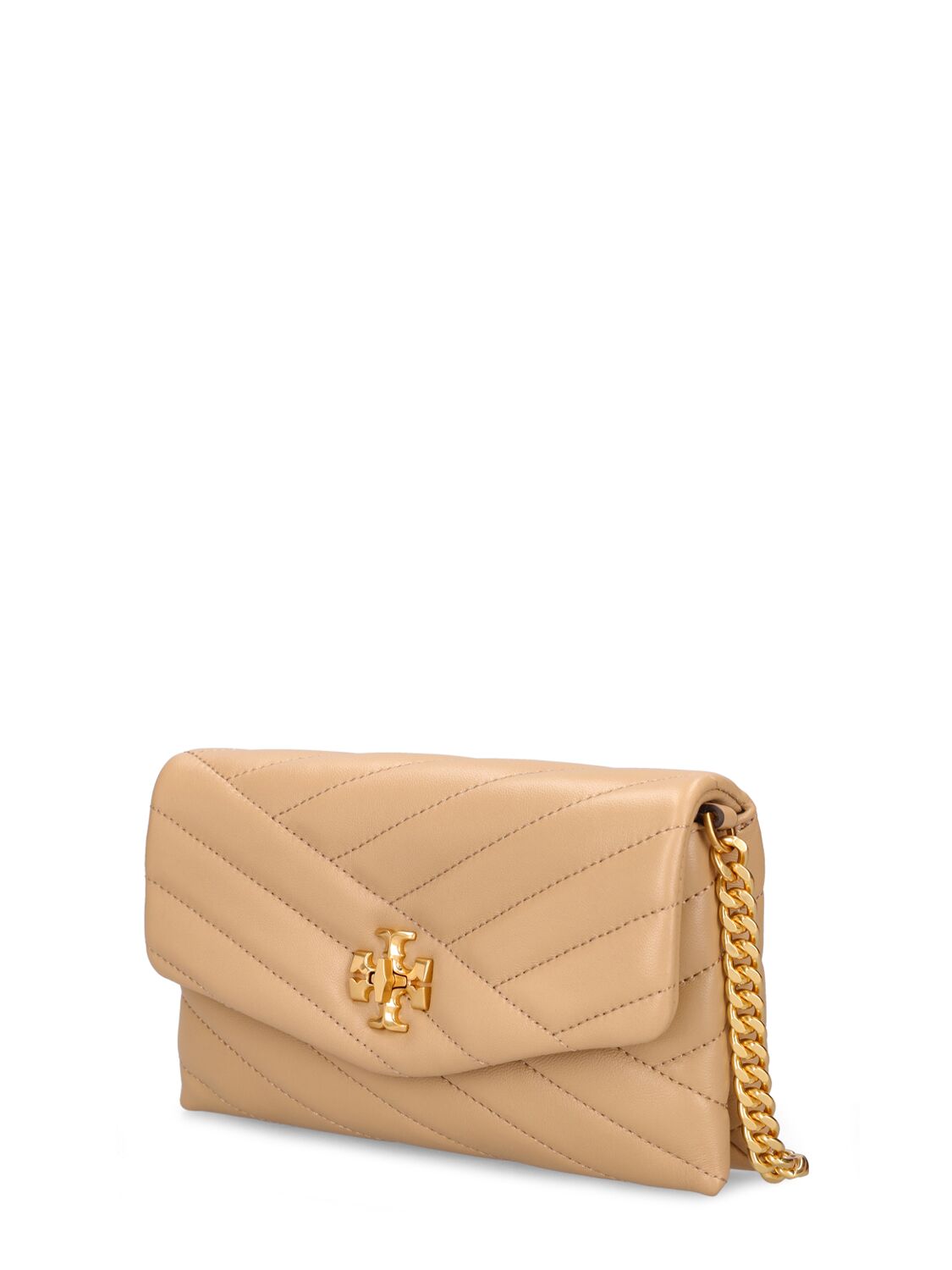 Shop Tory Burch Kira Chevron Leather Shoulder Bag In Desert Dune