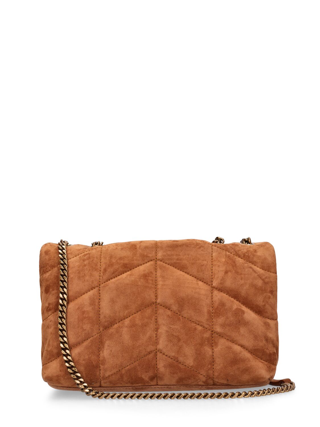 Shop Saint Laurent Toy Puffer Leather Shoulder Bag In Camel