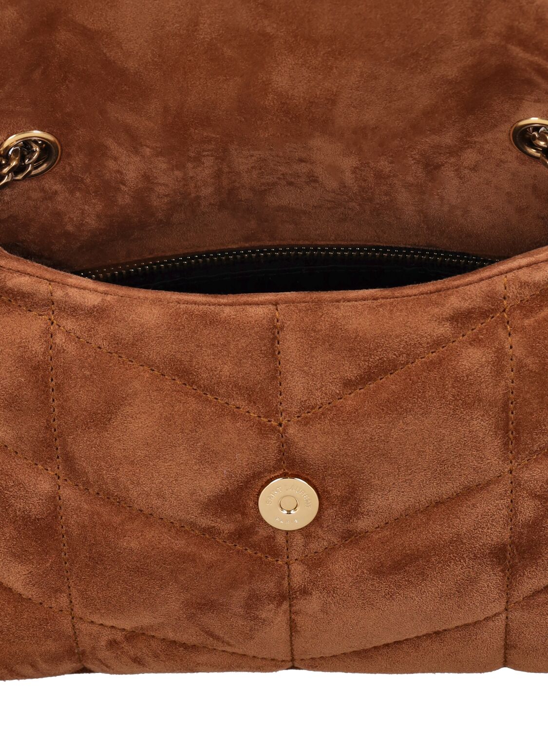Shop Saint Laurent Toy Puffer Leather Shoulder Bag In Camel