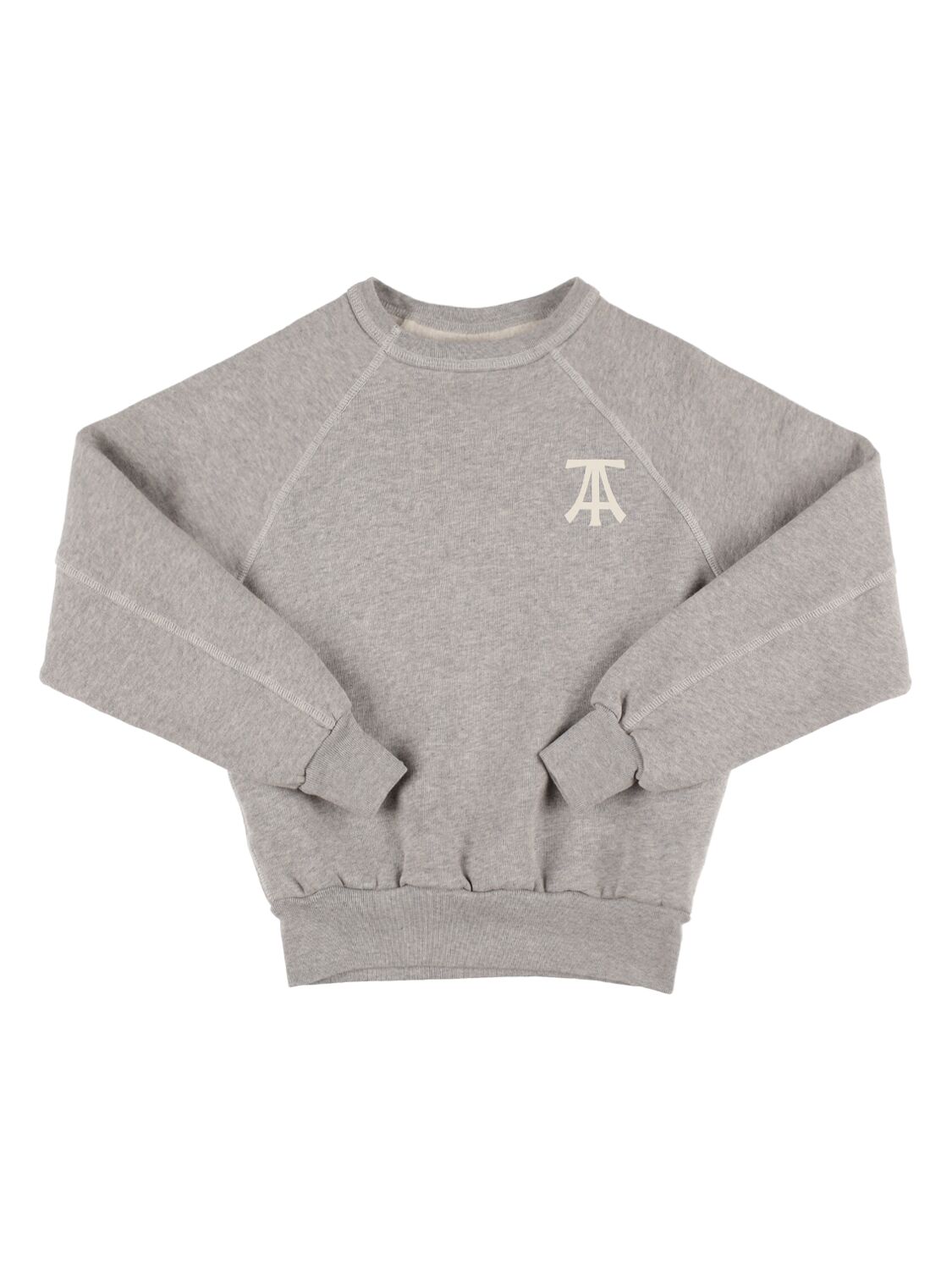 The Animals Observatory Kids' Logo Print Cotton Sweatshirt In Grey