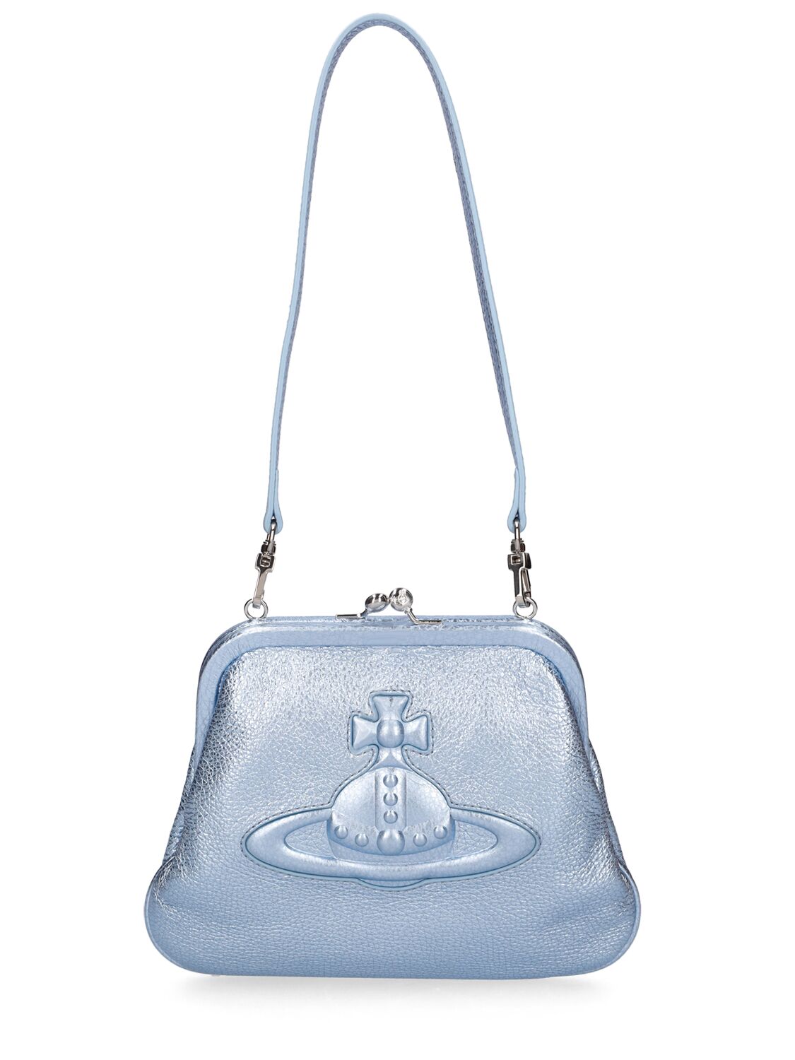 Vivienne Westwood Vivienne Injected Orb Leather Clutch In Light Blue