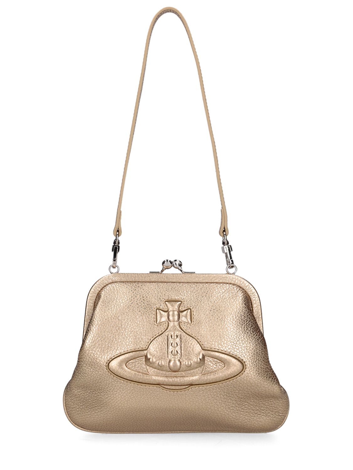 Vivienne Westwood Vivienne Injected Orb Leather Clutch In Gold