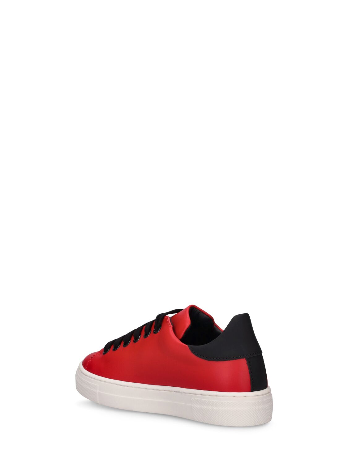 Shop Moschino Leather Lace-up Sneakers W/logo In Red