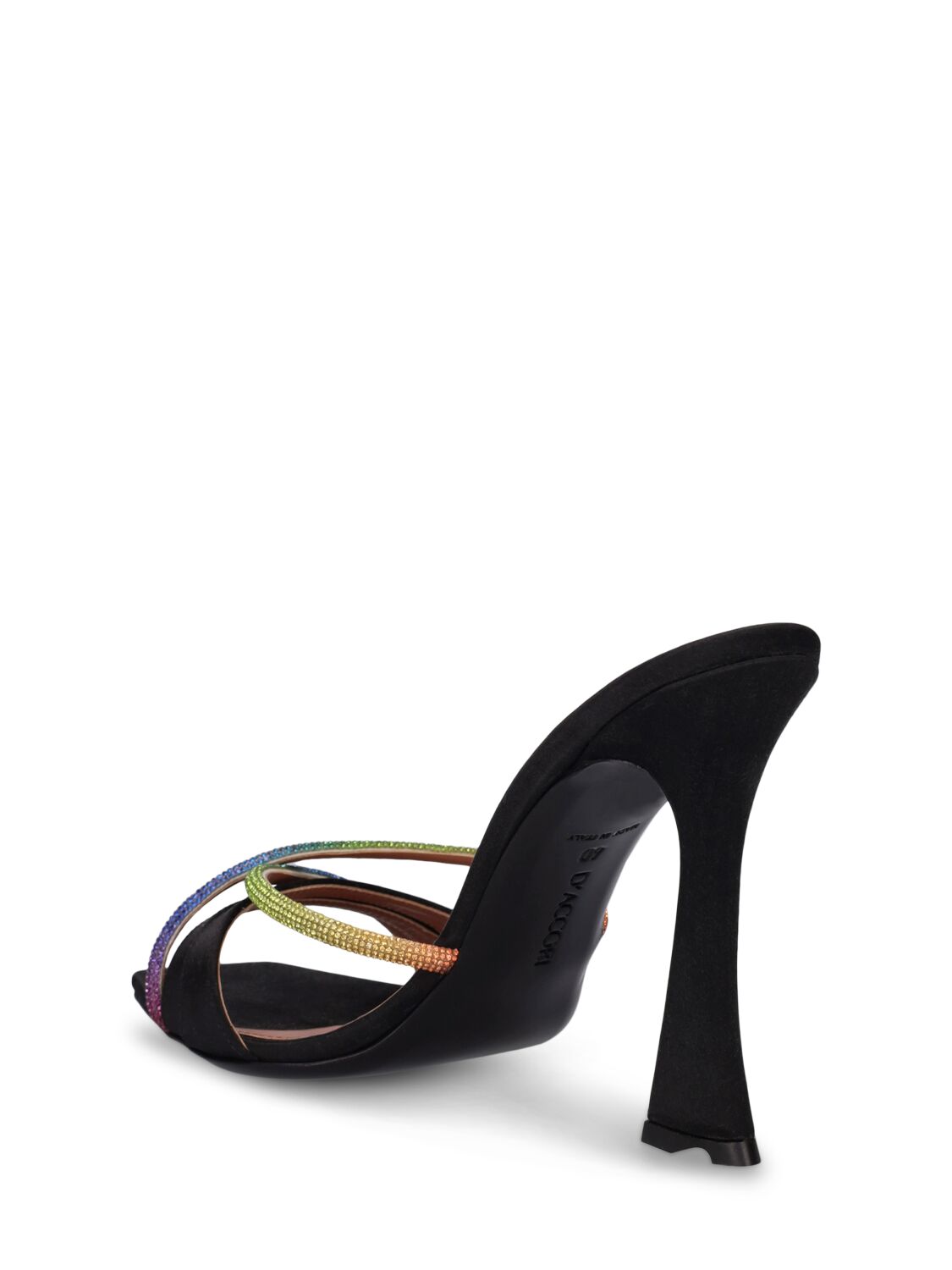 Shop D’accori 100mm Lust Satin & Crystals Sandals In Black,multi
