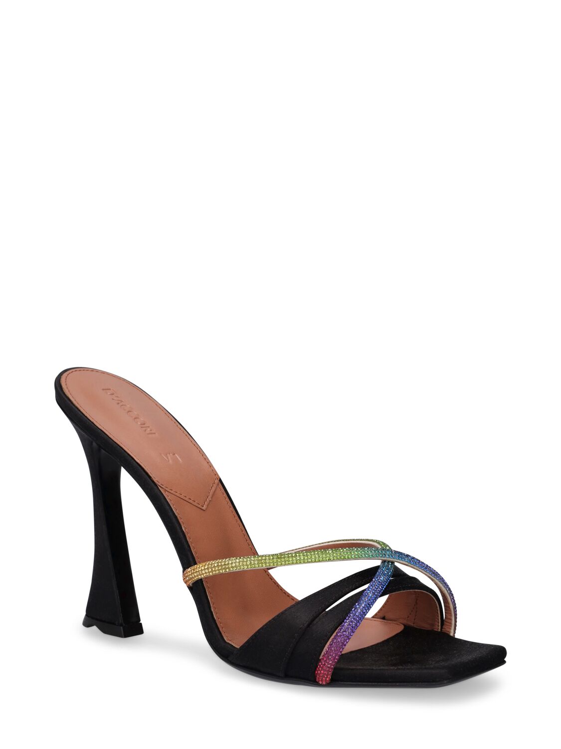 Shop D’accori 100mm Lust Satin & Crystals Sandals In Black,multi