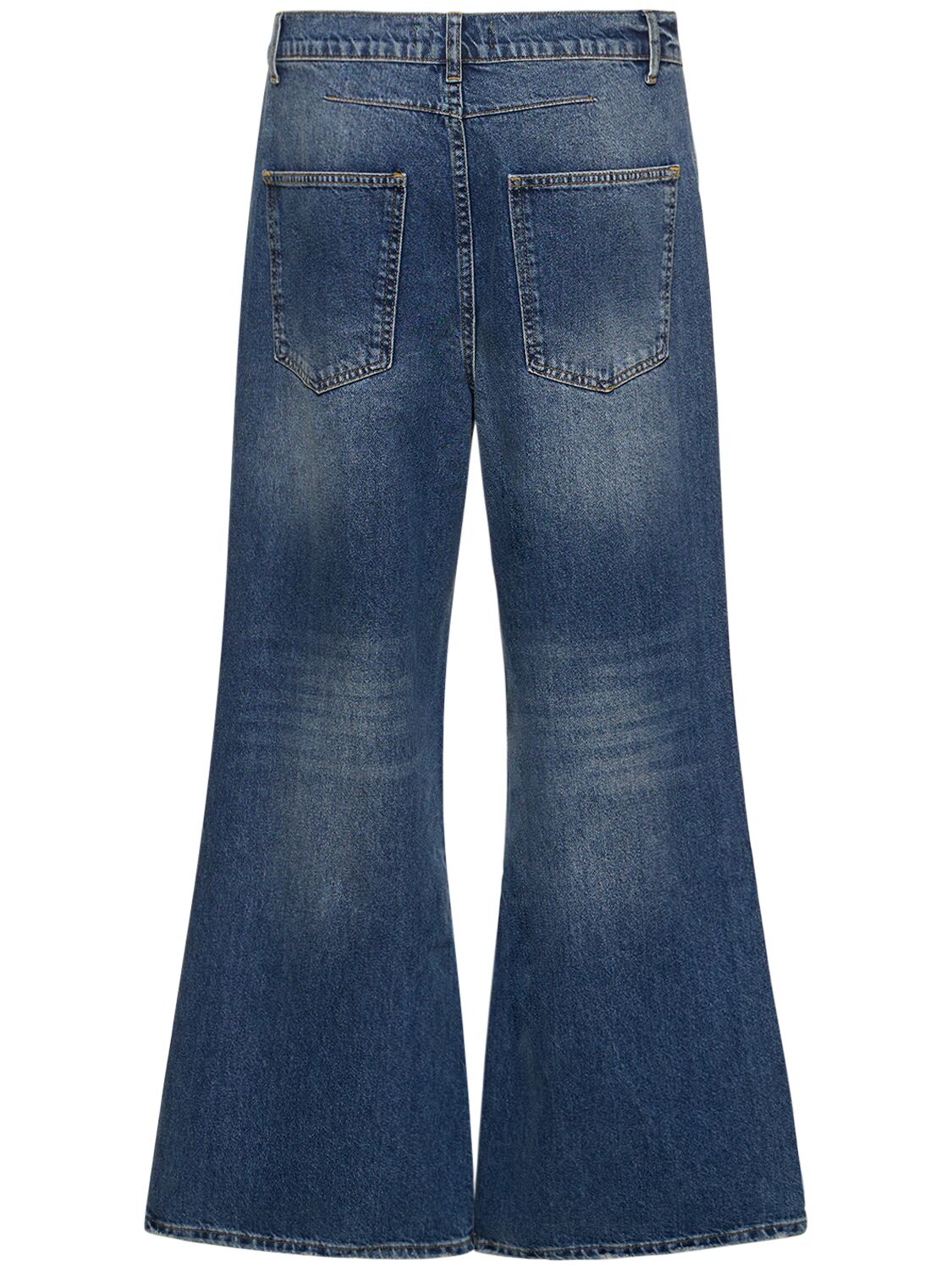Shop Jaded London Colossus Busted Bleach Wash Flared Jeans In Blue