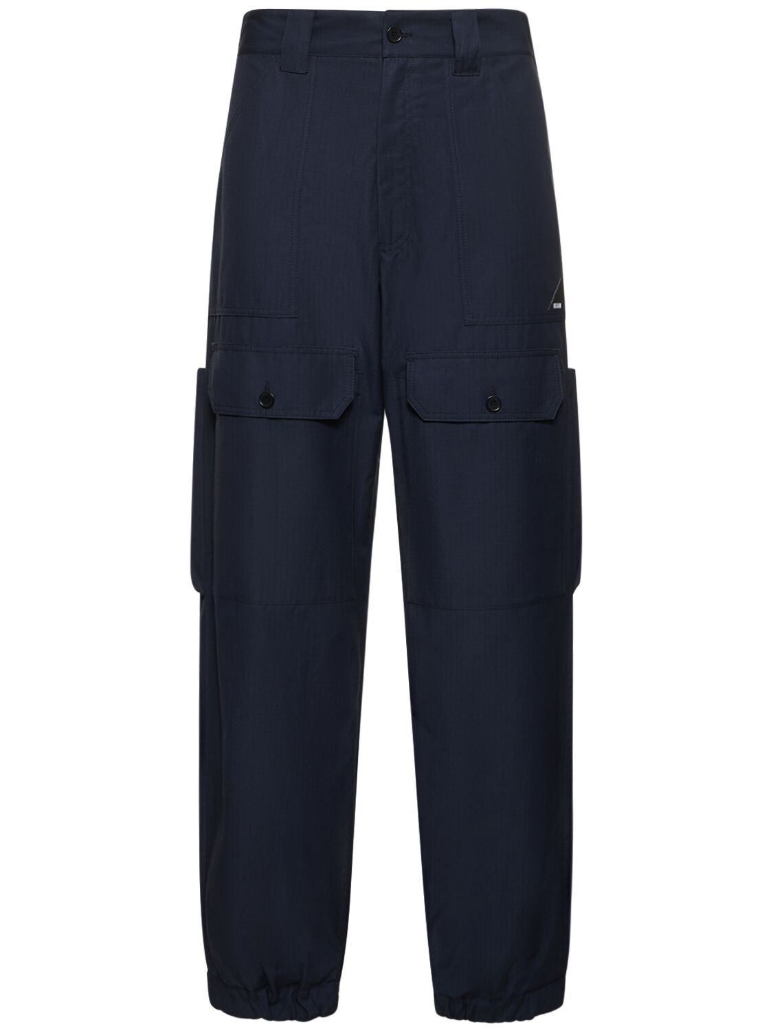 Msgm Cotton Ripstop Cargo Pants In Navy
