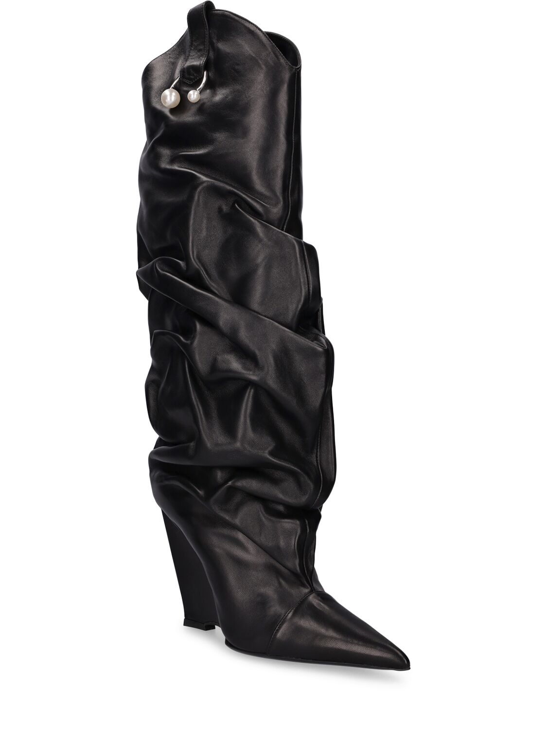 Shop D’accori 100mm Arizona Tall Leather Boots In Black