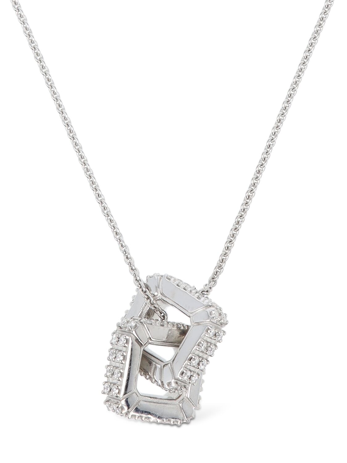 Eéra 18kt Gold & Diamond Double Hug Necklace In Silver