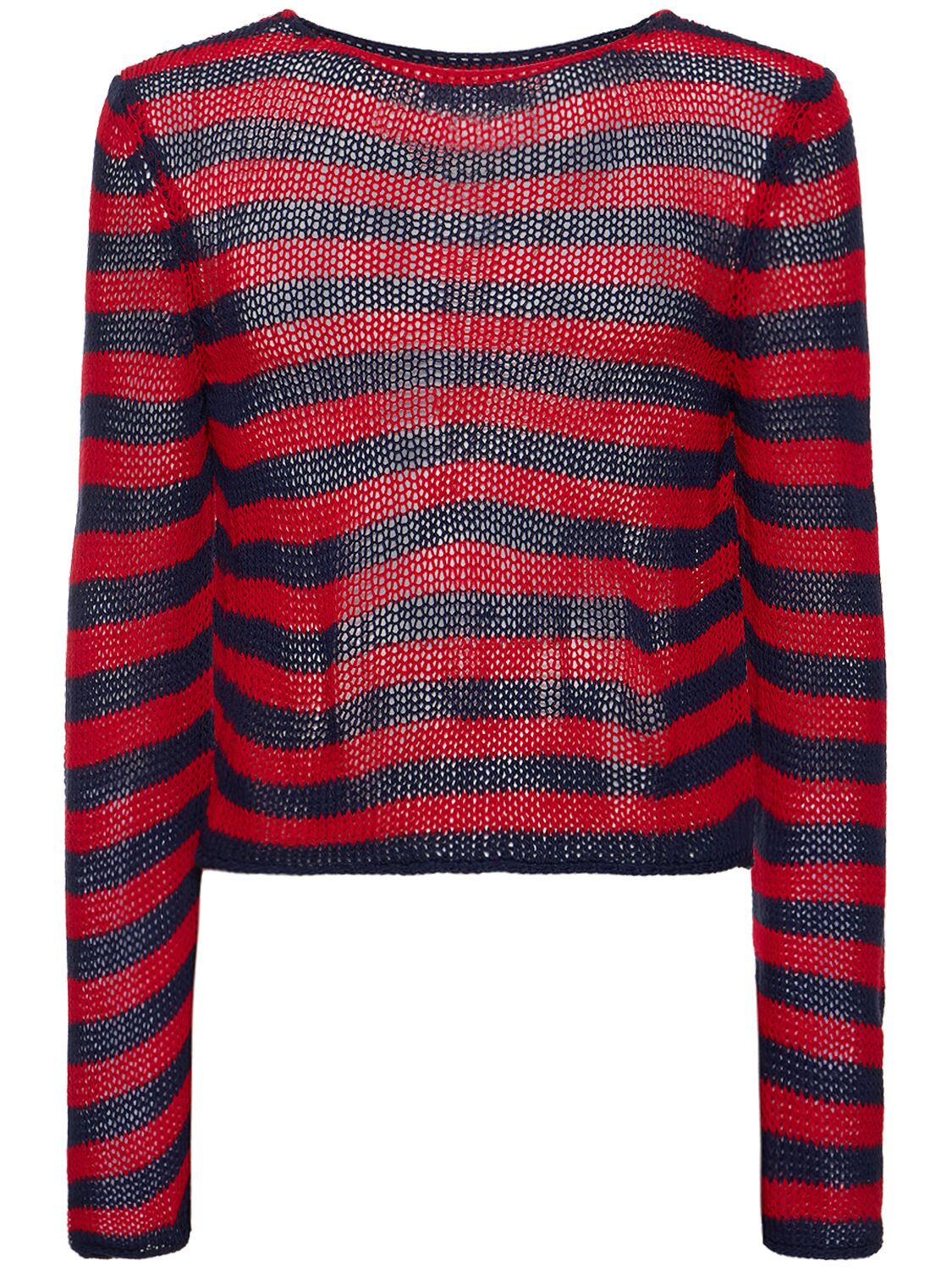 Jaded London Striped Acrylic Sweater W/ Slashed Neck In Red,black
