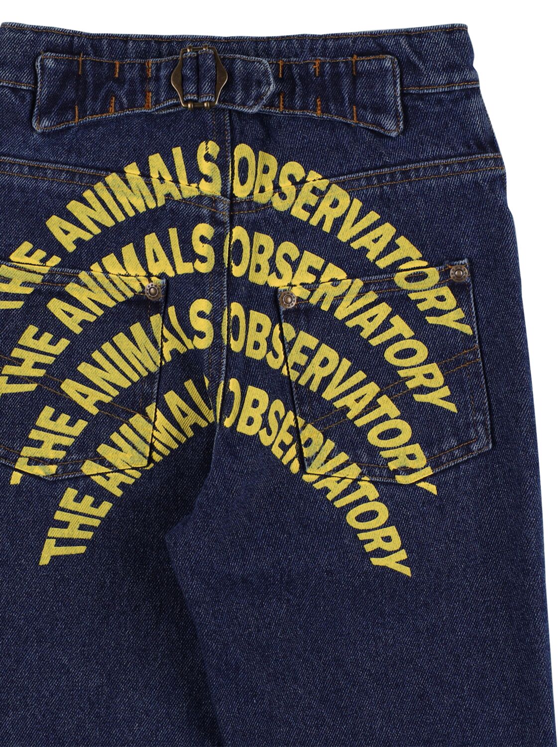 Shop The Animals Observatory Logo Print Cotton Denim Jeans