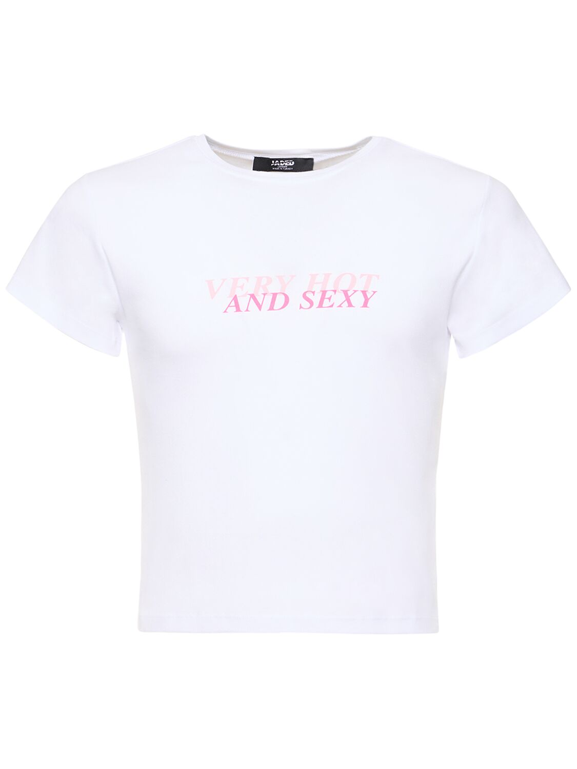 Jaded London Ver Hot And Sexy Shrunken T-shirt In White,pink