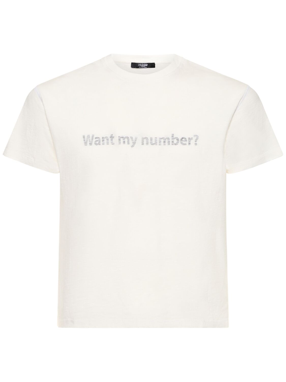 Jaded London What's My Number? Printed Cotton T-shirt In White,blue