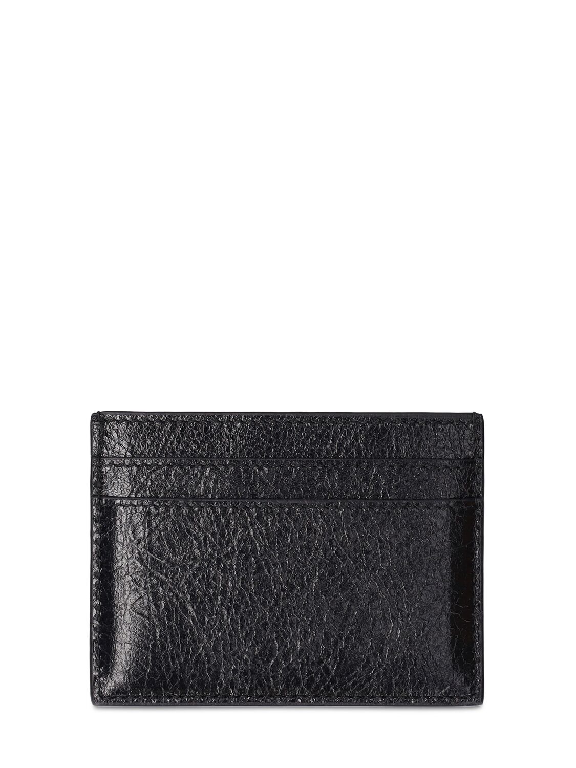 Shop Balenciaga Cagole Leather Card Holder In Black
