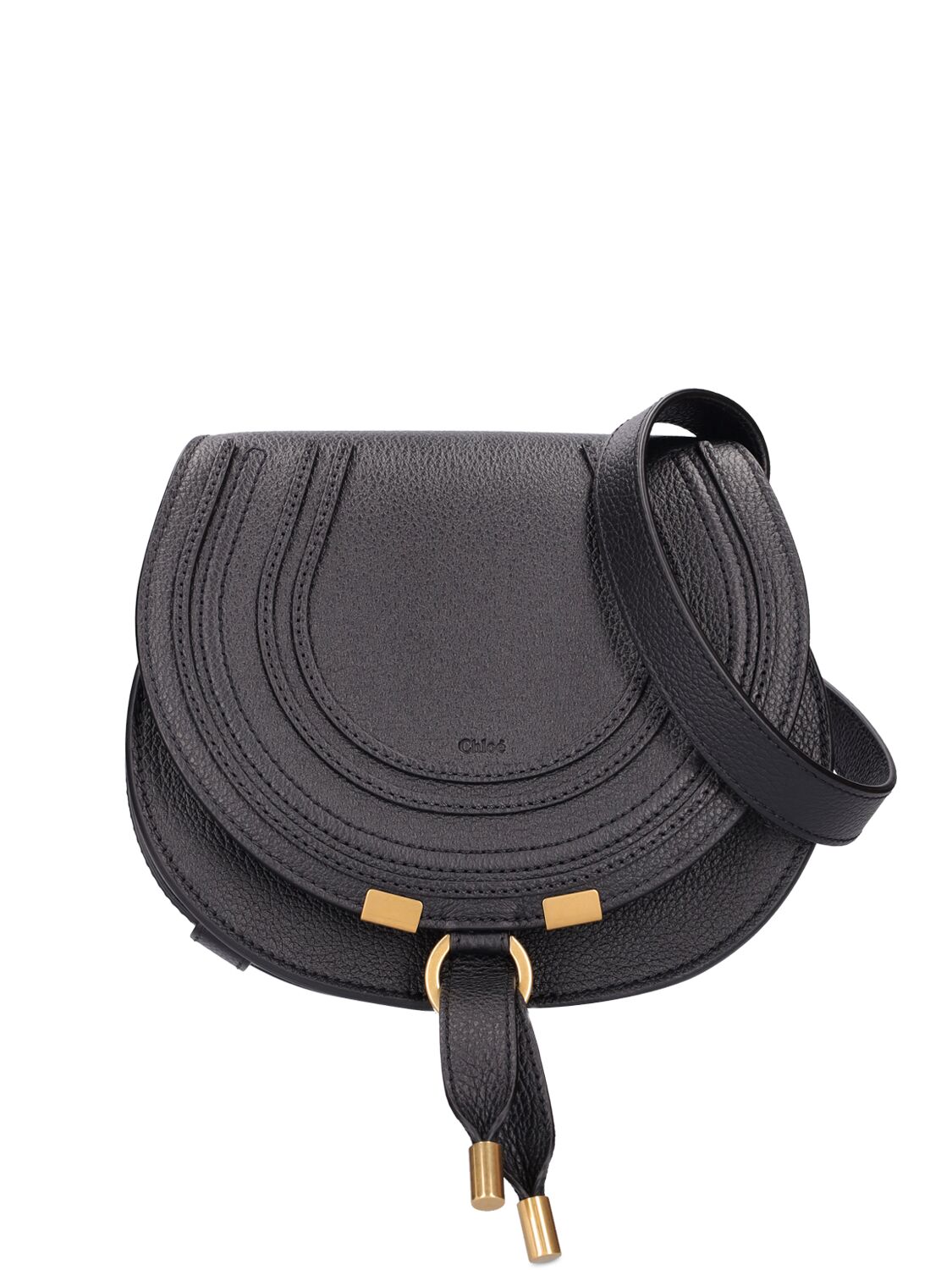 Chloé Small Marcie Leather Shoulder Bag In Black