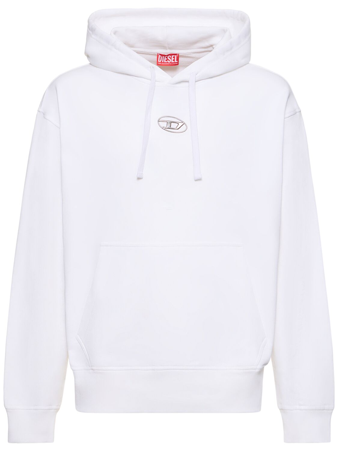 Diesel Oval-d Mold Print Cotton Jersey Hoodie In White