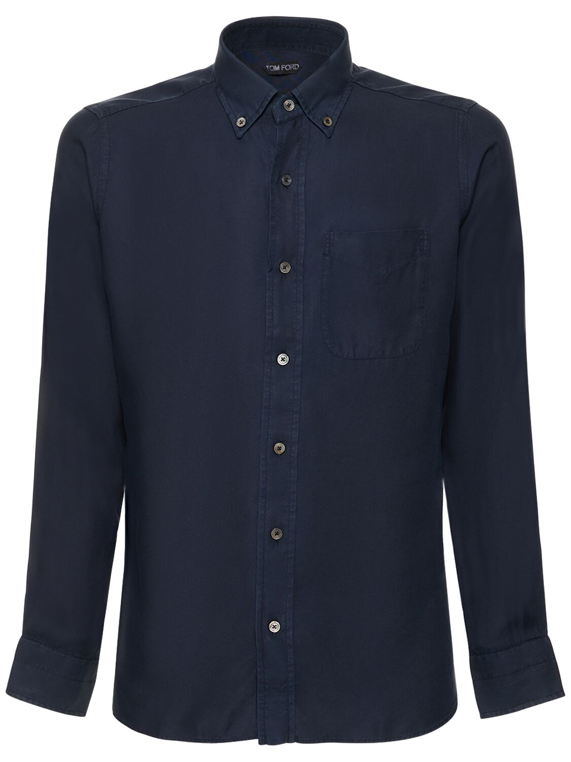 Tom Ford Lyocell Slim Fit Leisure Shirt In Navy