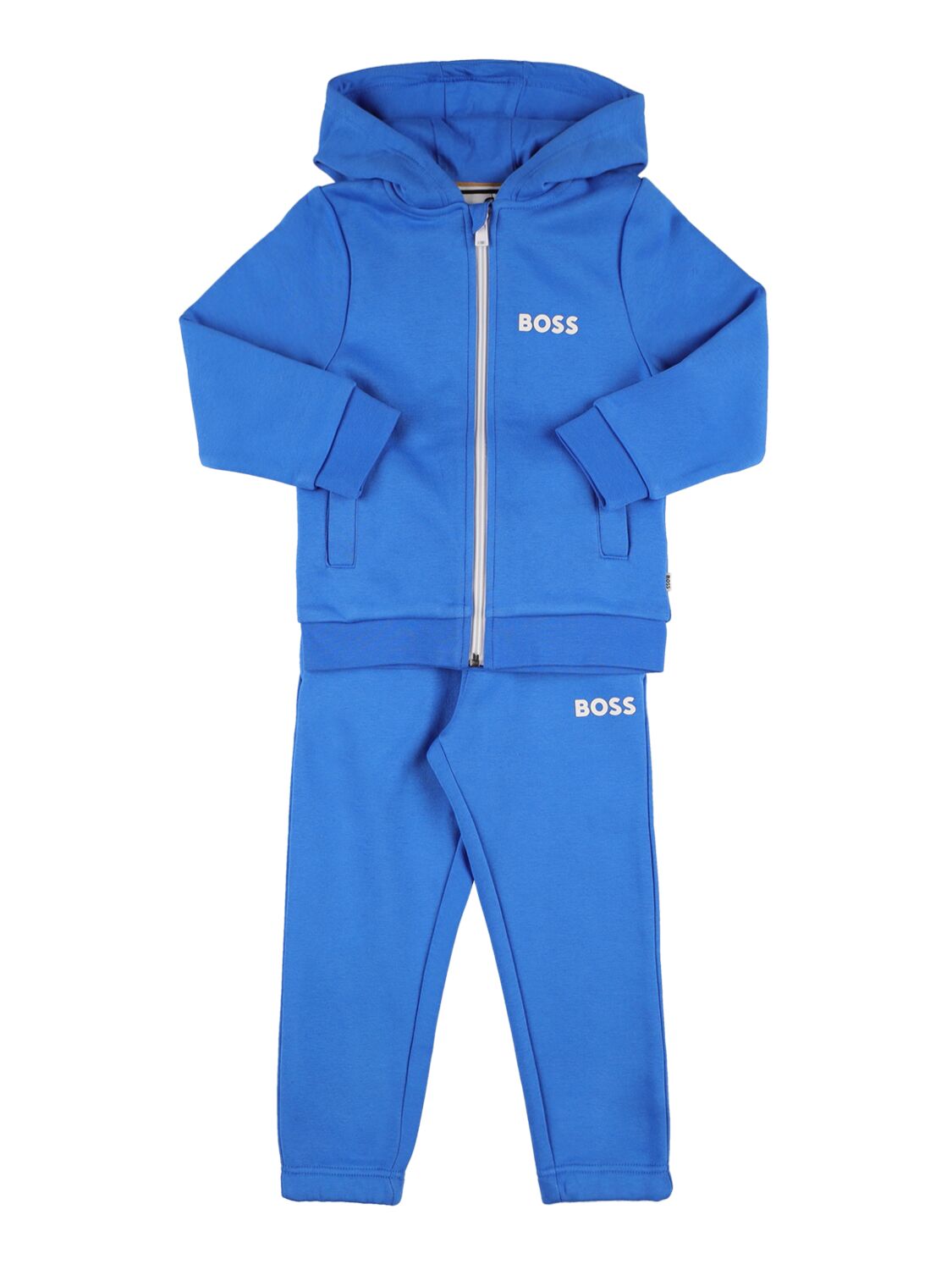 Hugo Boss Kids' Cotton Blend Hoodie & Sweatpants W/ Logo In Royal Blue