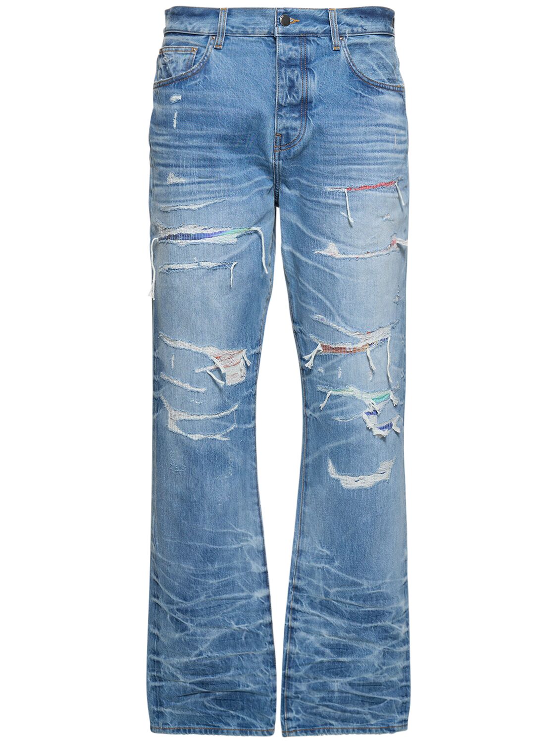 Shop Amiri Straight Fit Aloha Patch Jeans In Blue