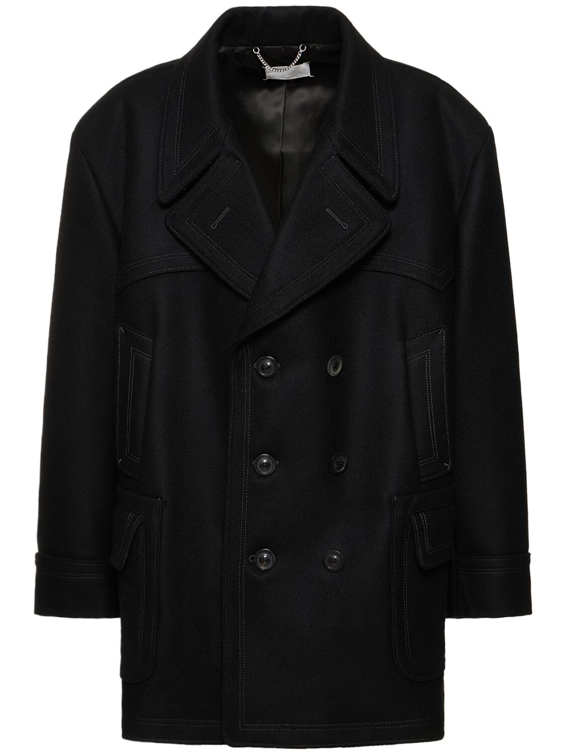 Shop Maison Margiela Oversized Wool Blend Coat In Black