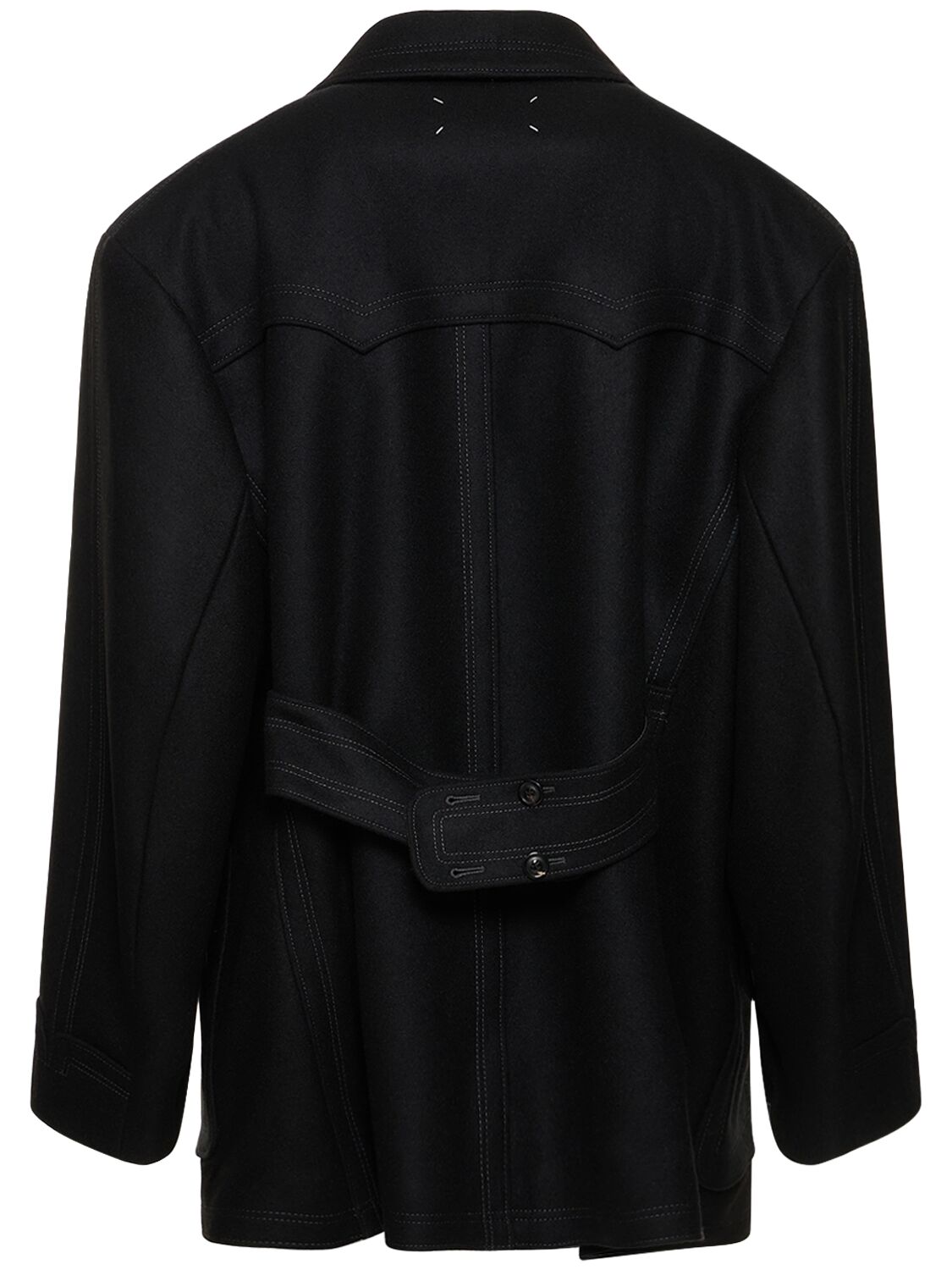 Shop Maison Margiela Oversized Wool Blend Coat In Black