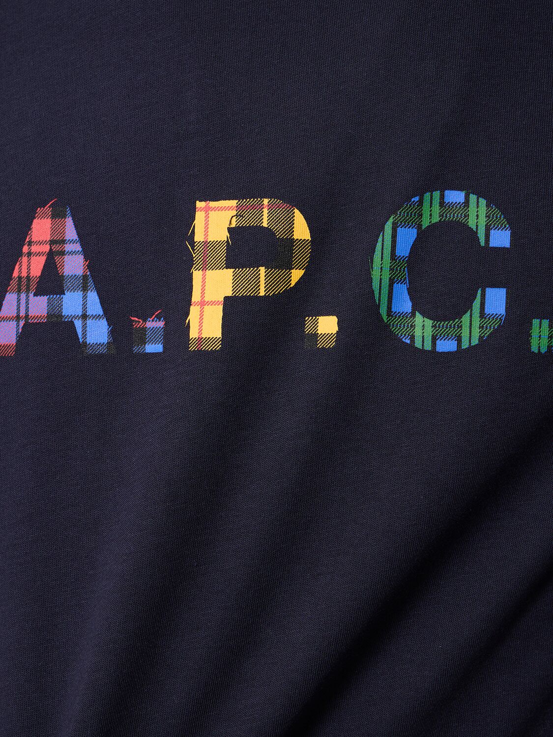Shop Apc Logo Print Organic Cotton Jersey T-shirt In Navy