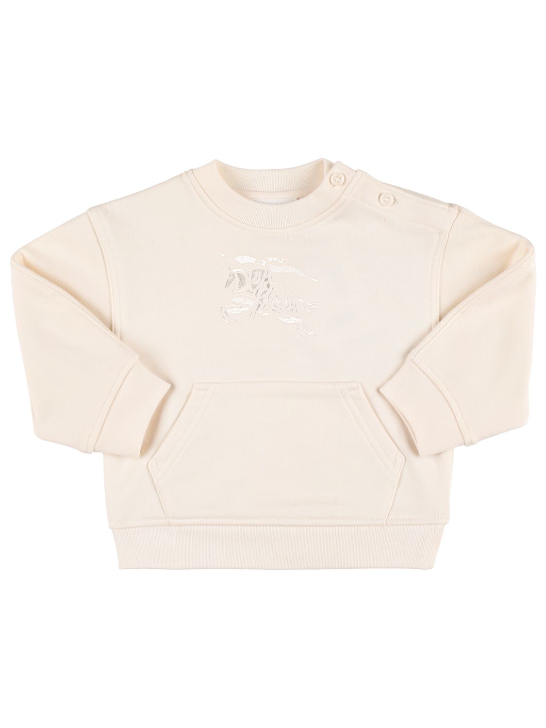 Burberry Kids' Girl's Lora Equestrian Knight Design Embroidered Sweatshirt In Pale Cream