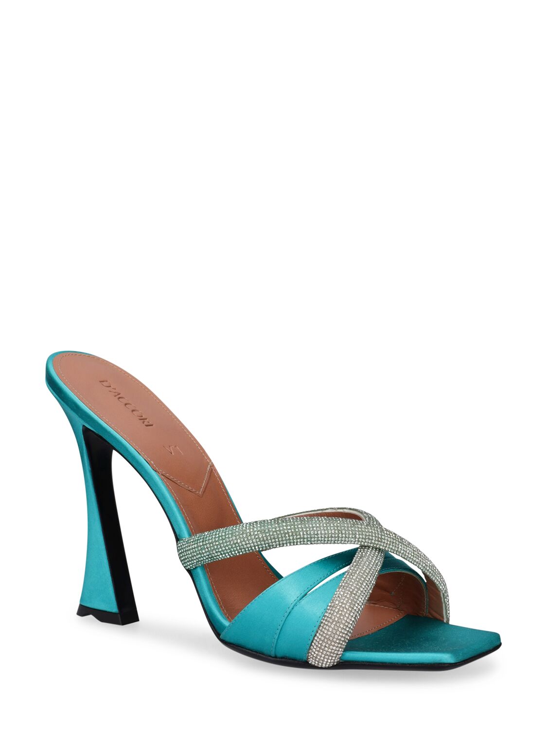 Shop D’accori 100mm Lust Satin & Crystals Sandals In Light Blue