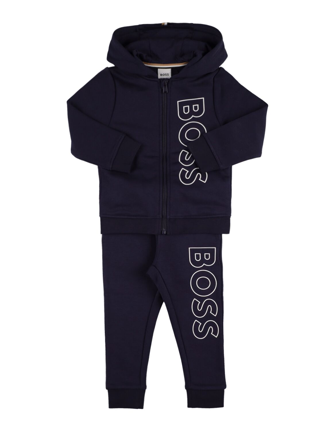Hugo Boss Kids' Logo Cotton Blend Hoodie & Sweatpants In Navy