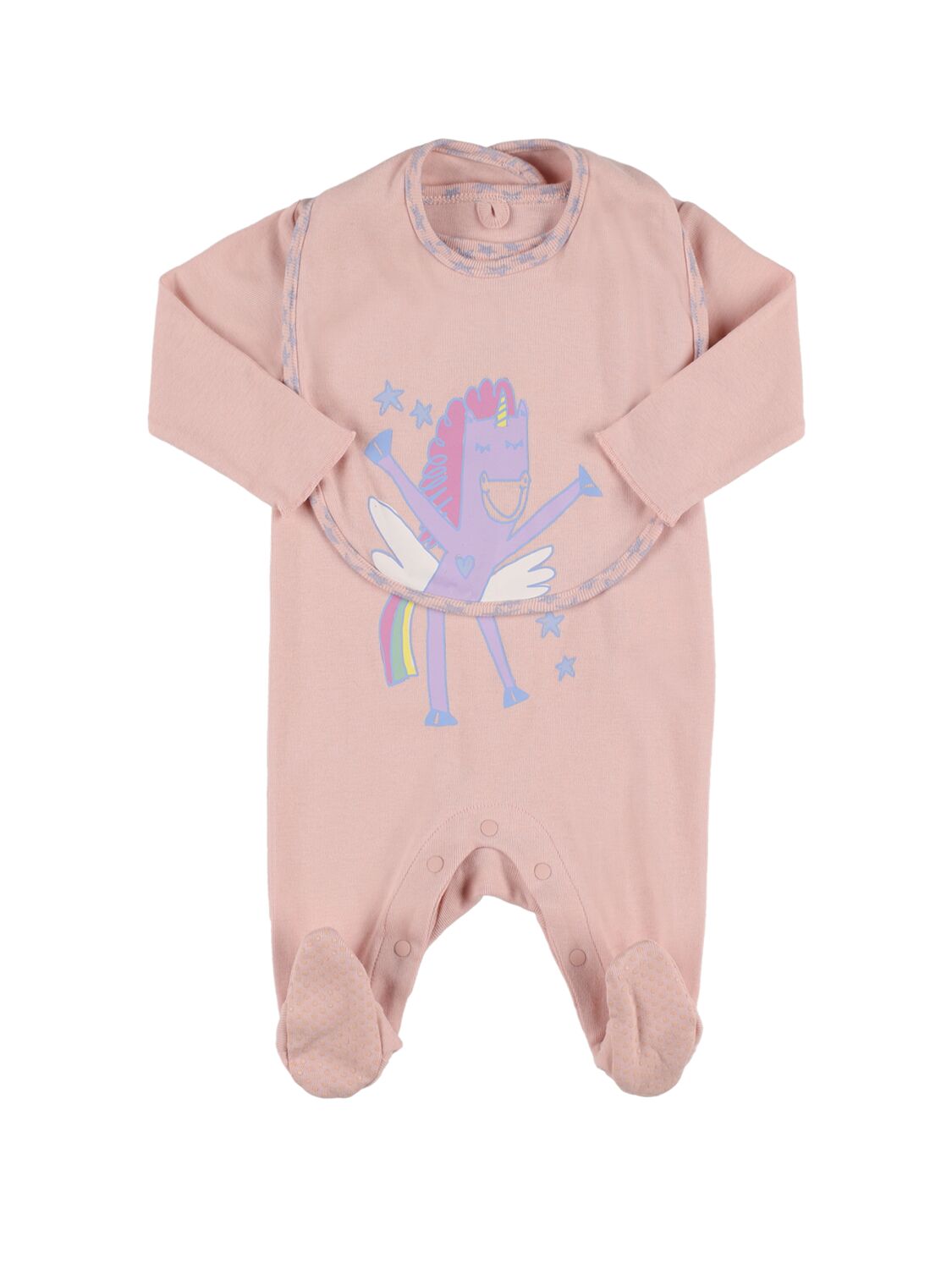 Stella Mccartney Babies' Organic Cotton Romper & Bib In Pink
