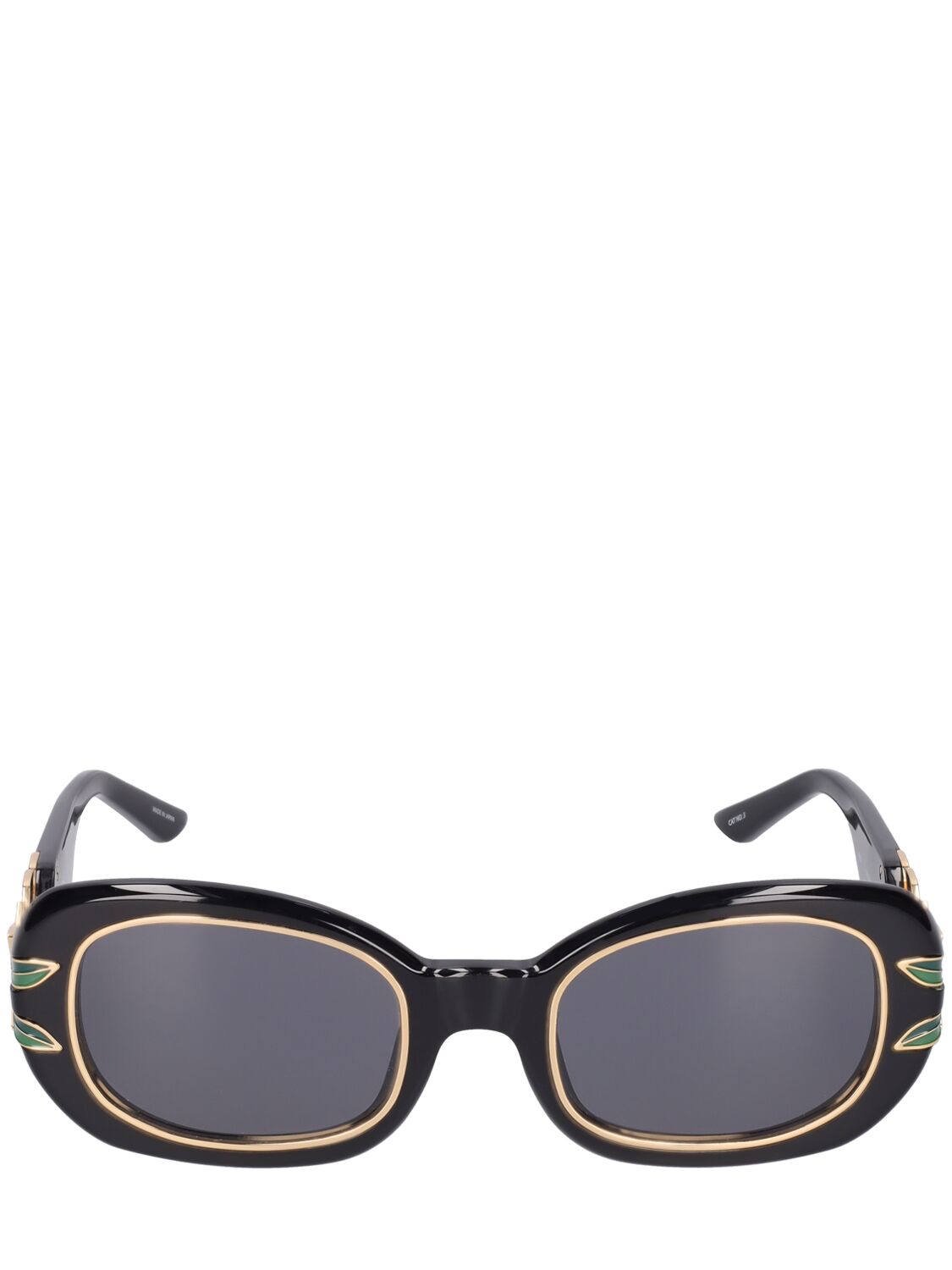 Casablanca Oval Acetate Sunglasses W/laurel Detail In Black,smoke