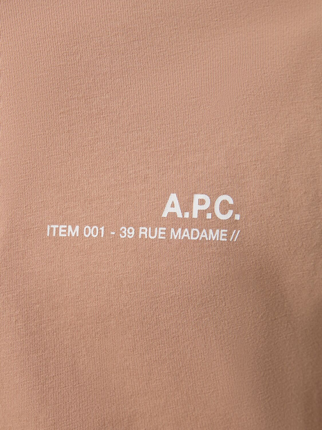 Shop Apc Logo Print Cotton Jersey T-shirt In Beige