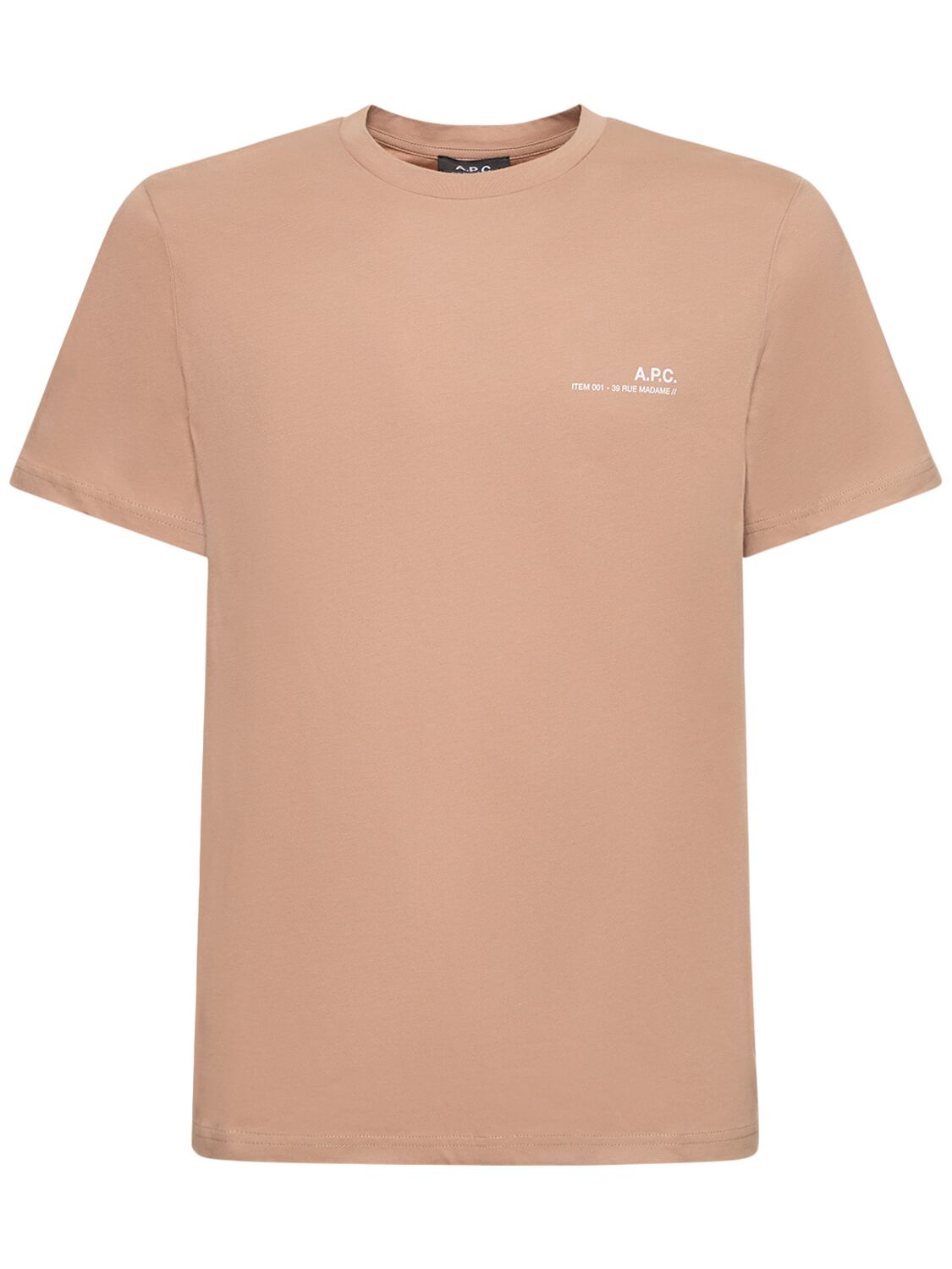 Apc Logo Print Cotton Jersey T-shirt In Beige