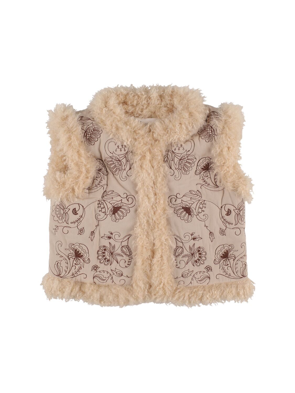 Bonpoint Kids' Tuli Floral-embroidered Gilet In Galet