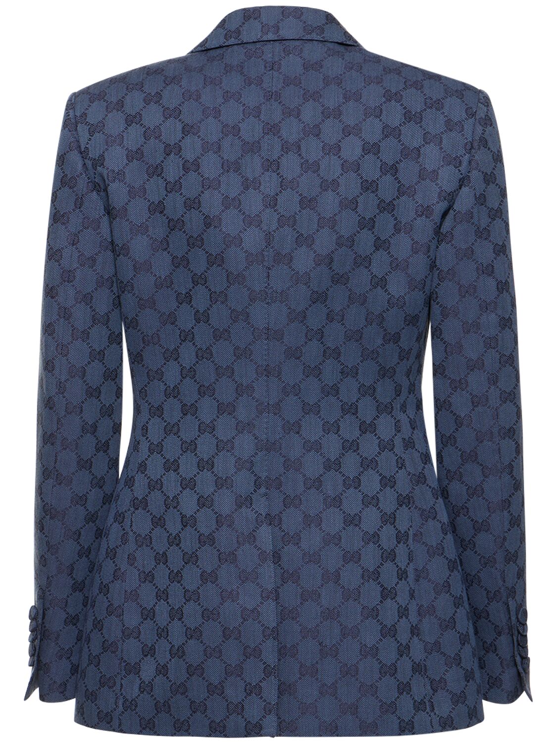 Shop Gucci Gg Cotton Blend Jacket In Blue,black