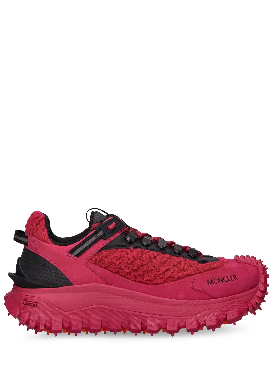 Moncler Trailgrip Suede Sneakers In Red