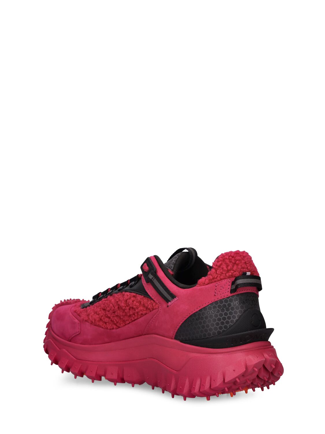 Shop Moncler 45mm Trailgrip Leather Blend Sneakers In Red