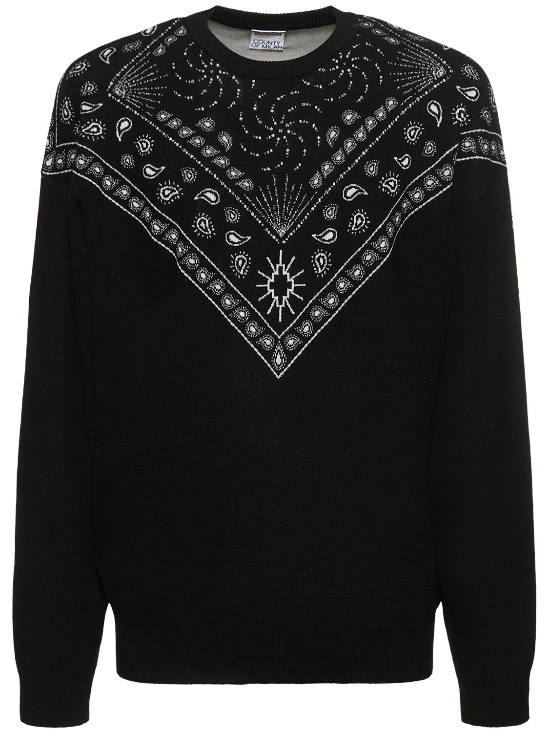 Marcelo Burlon County Of Milan Bandana Print Wool Blend Knit Sweater In Black