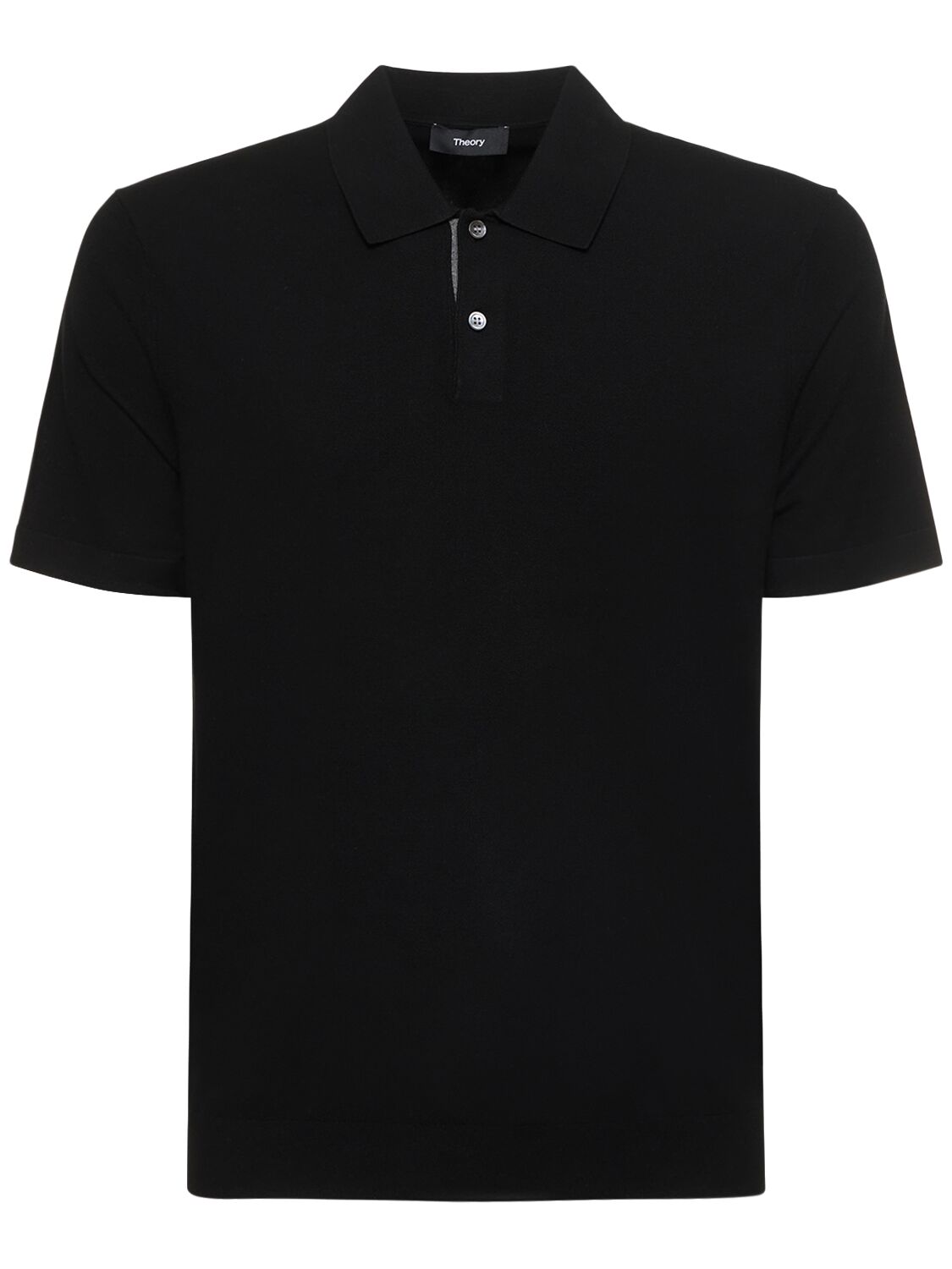 Shop Theory Goris Viscose Blend Short Sleeve Polo In Black
