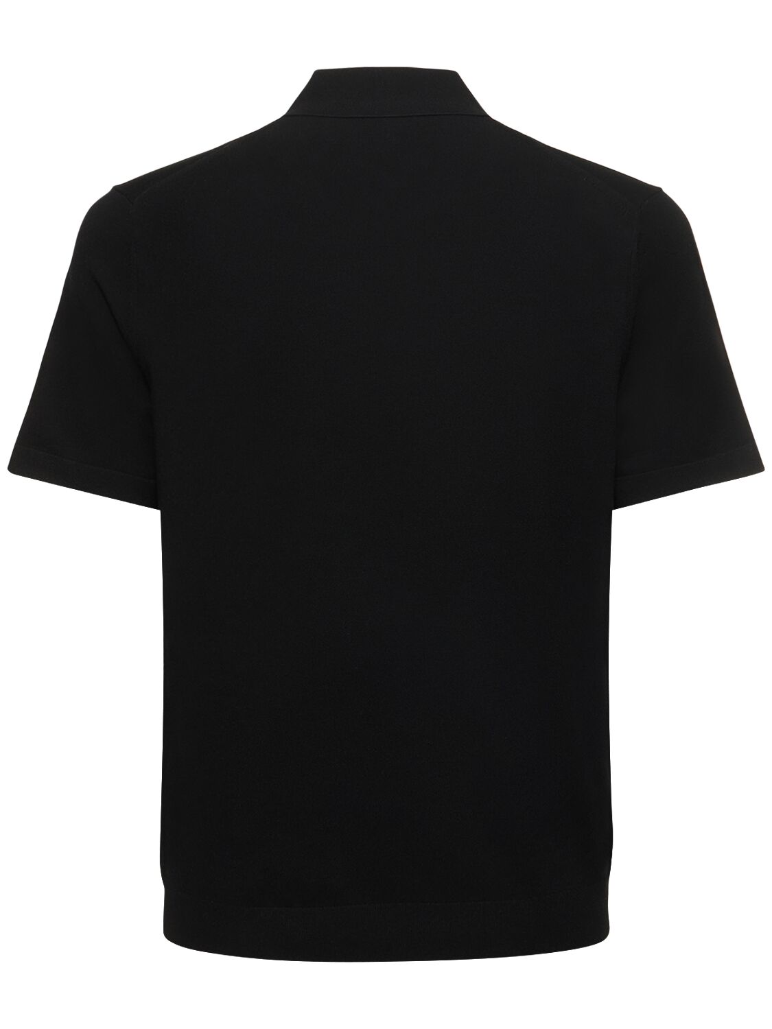 Shop Theory Goris Viscose Blend Short Sleeve Polo In Black