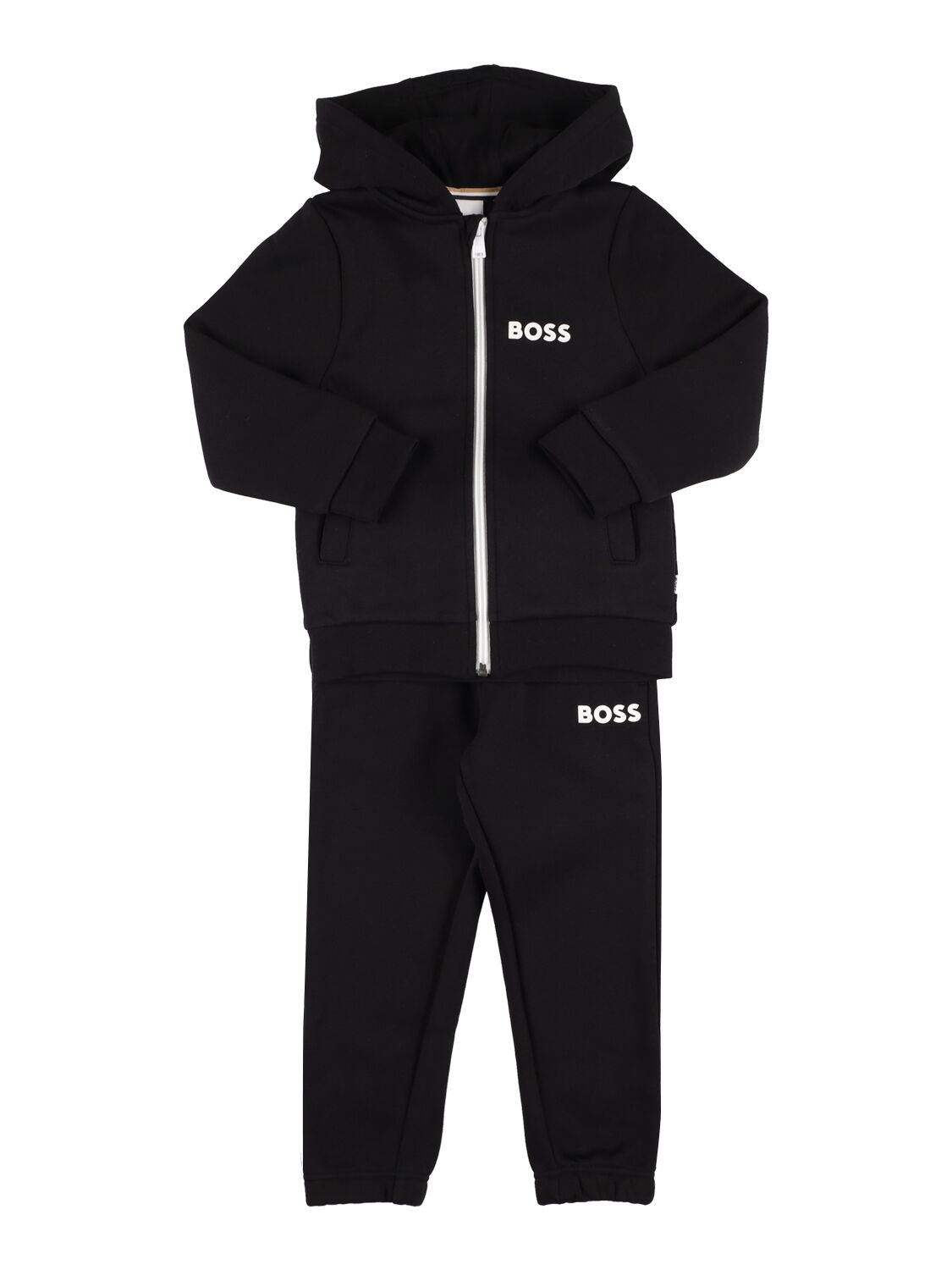 Hugo Boss Kids' Cotton Blend Hoodie & Sweatpants W/ Logo In Black