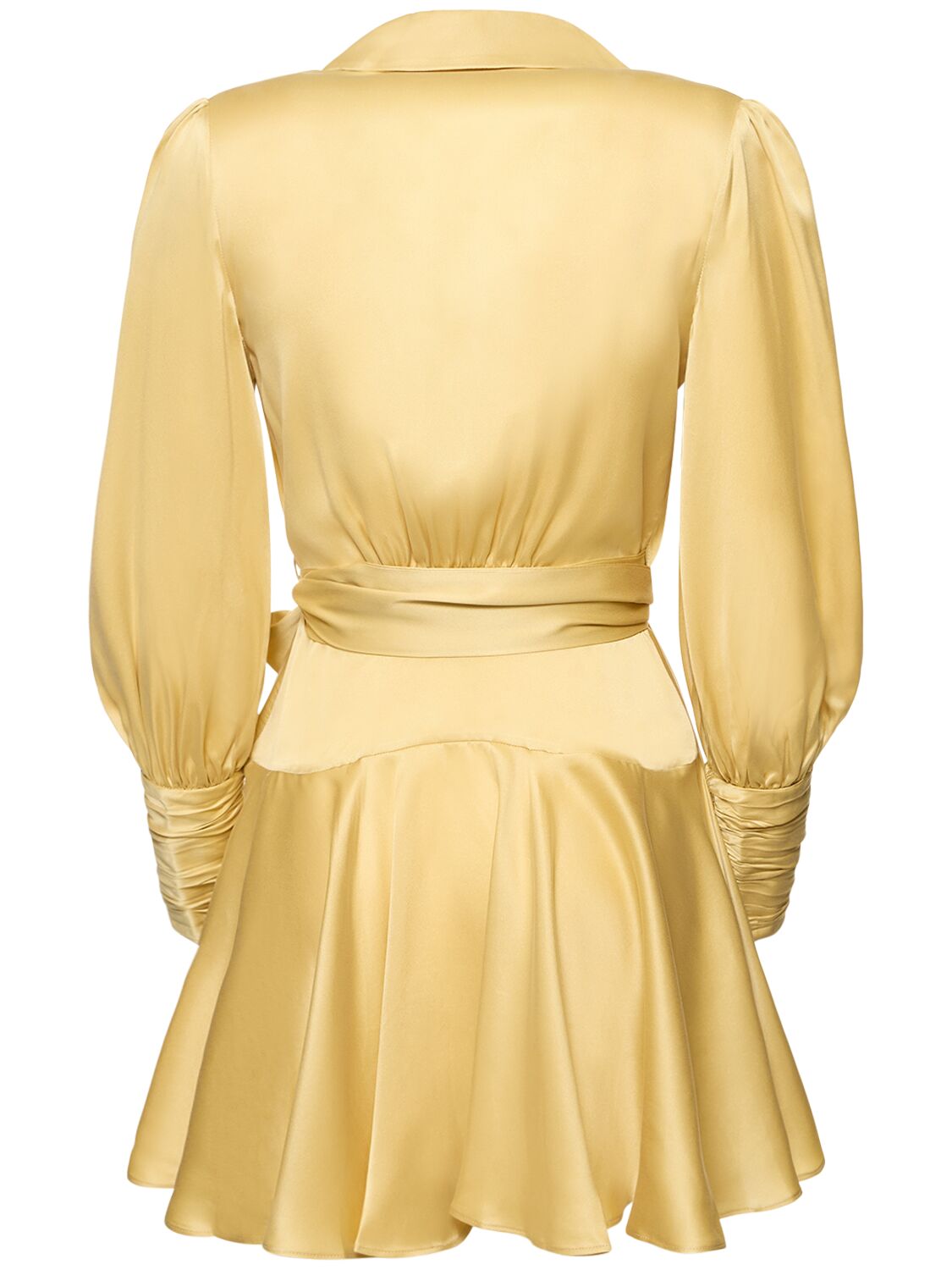 Shop Zimmermann Silk Mini Wrap Dress In Yellow