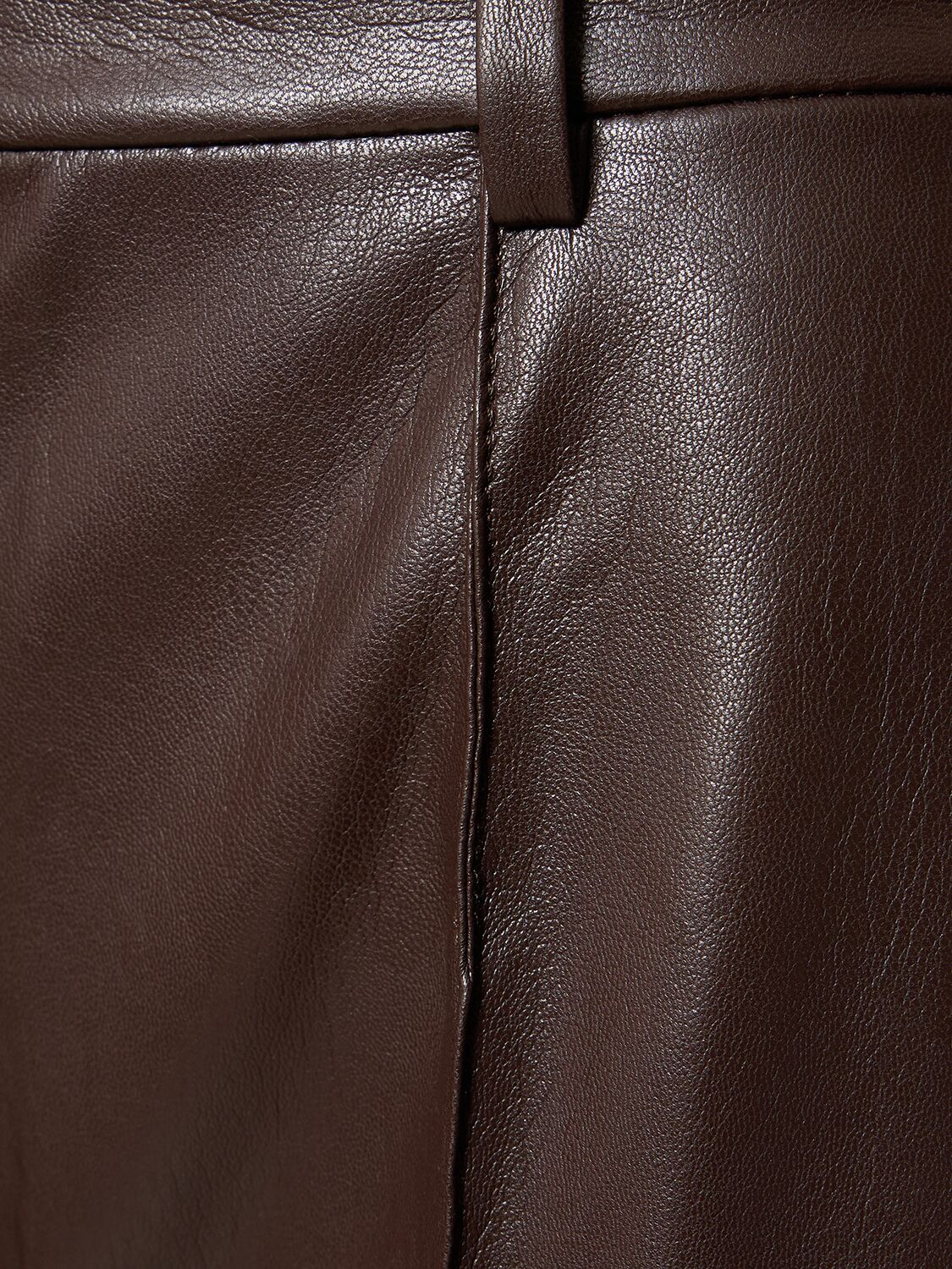 Shop Nanushka Leena Long Sleeved Faux Leather Shirt In Brown